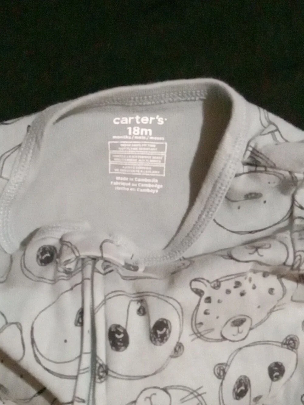 Carter's Gray Animal Faces Footed Sleeper